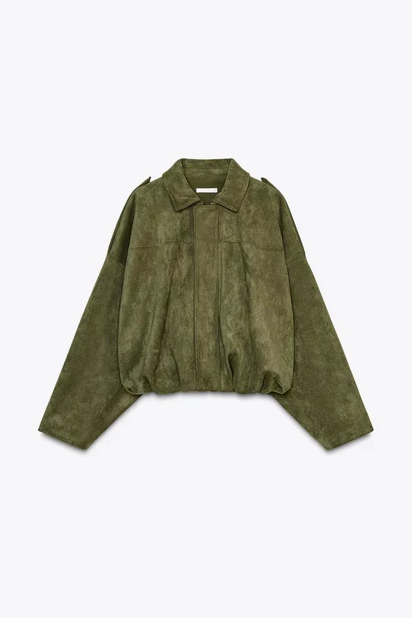 Elina Suede Bomber Jacket
