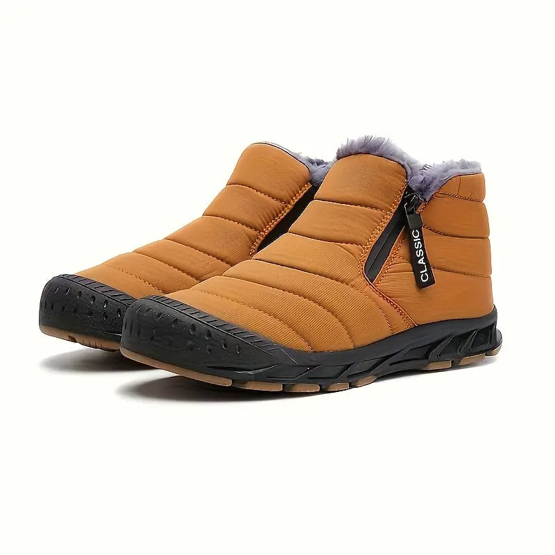 Men's Winter Quilted Boots, Fur Lined and Side Zip
