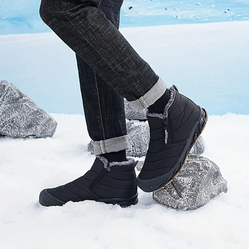 Men's Winter Quilted Boots, Fur Lined and Side Zip