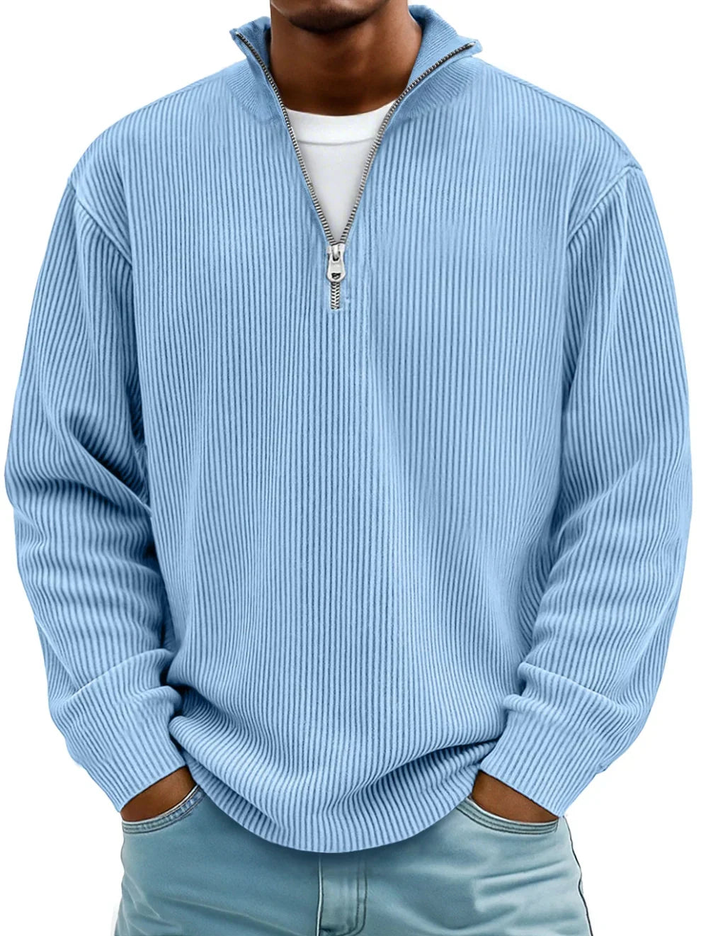 Maglione da uomo in maglia con mezza zip, vestibilità comoda
