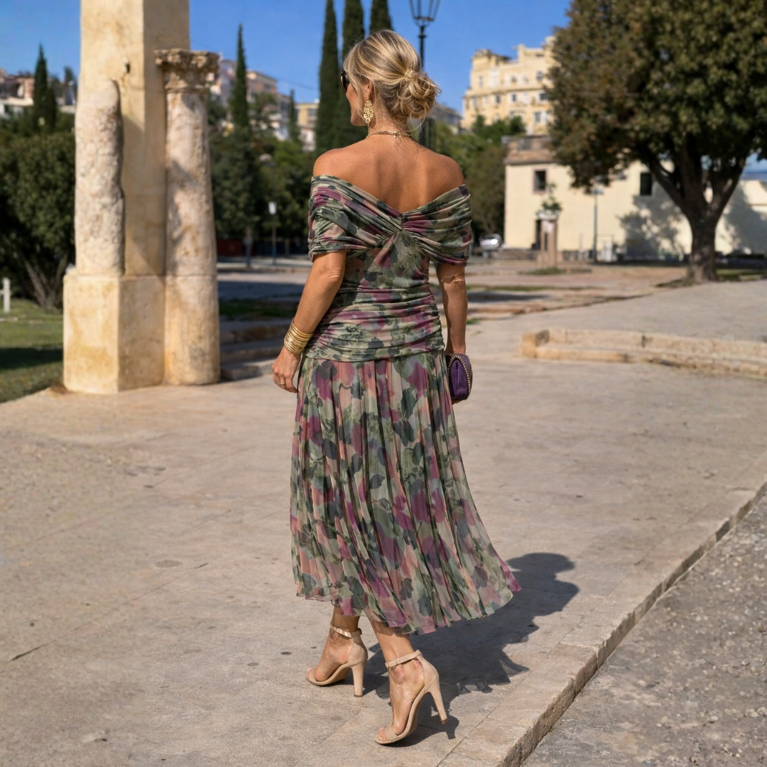 Abito lungo da donna a portafoglio in tulle