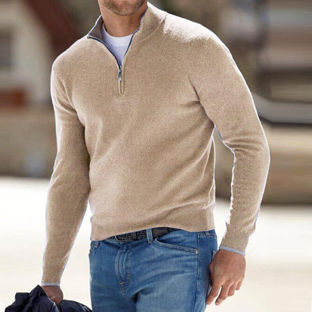 Maglione da uomo con mezza zip