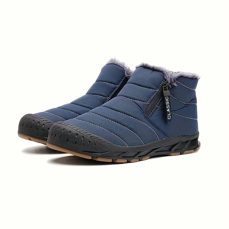 Men's Winter Quilted Boots, Fur Lined and Side Zip