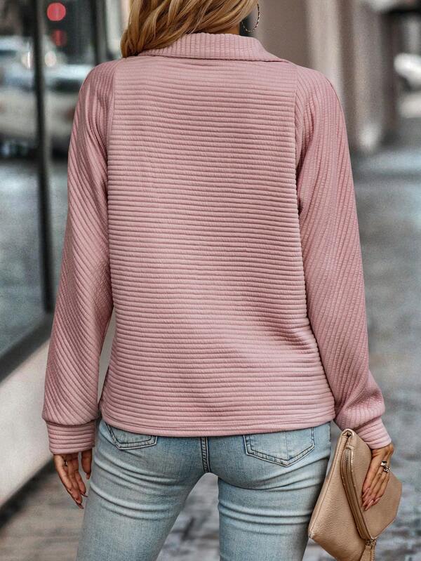 Women's V-Neck Sweater with Zip Detail