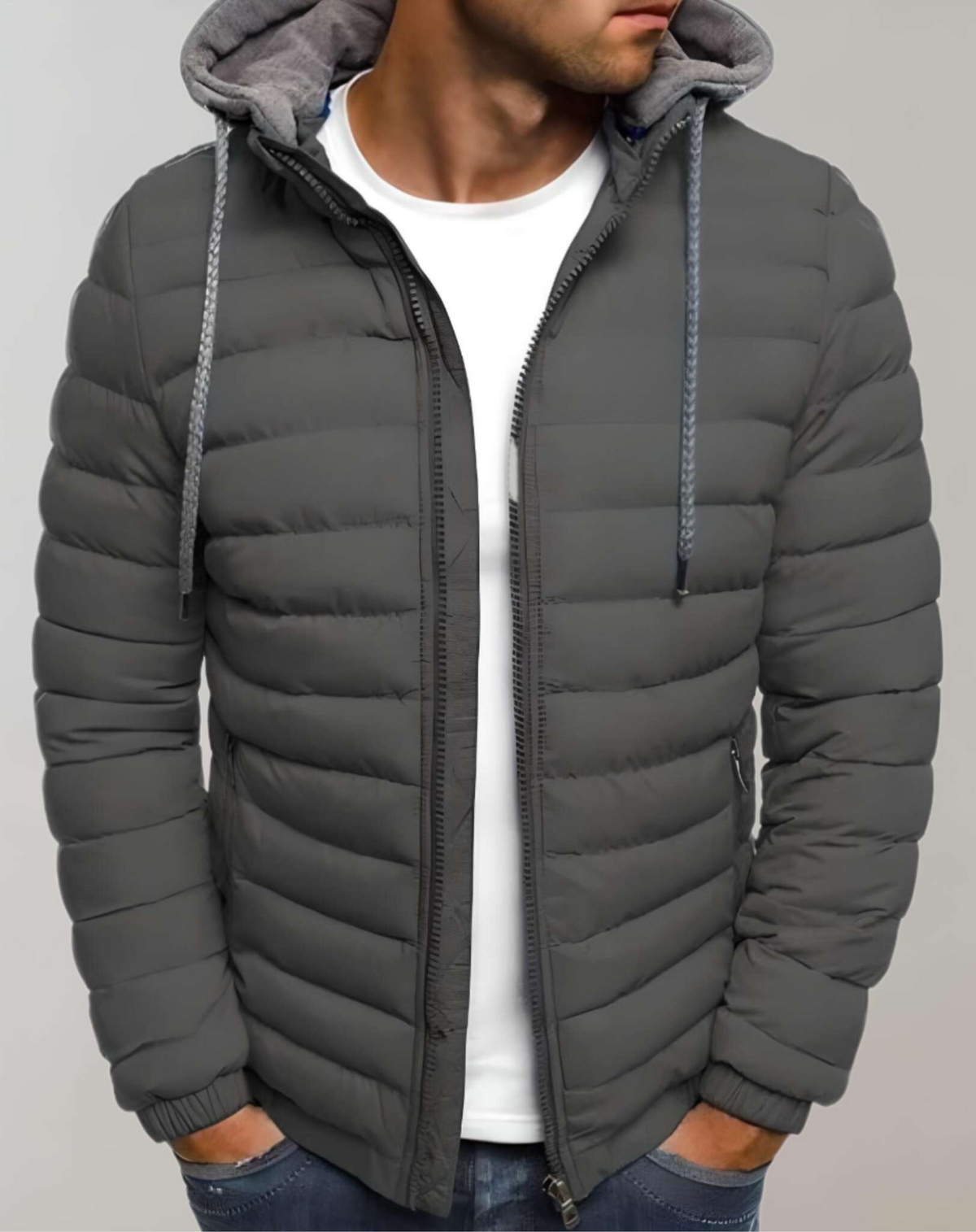 Men's Winter Hooded Puffer Jacket, Lightweight