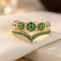 Gold Emerald Cluster Ring