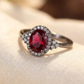 Silver Ruby Halo Ring
