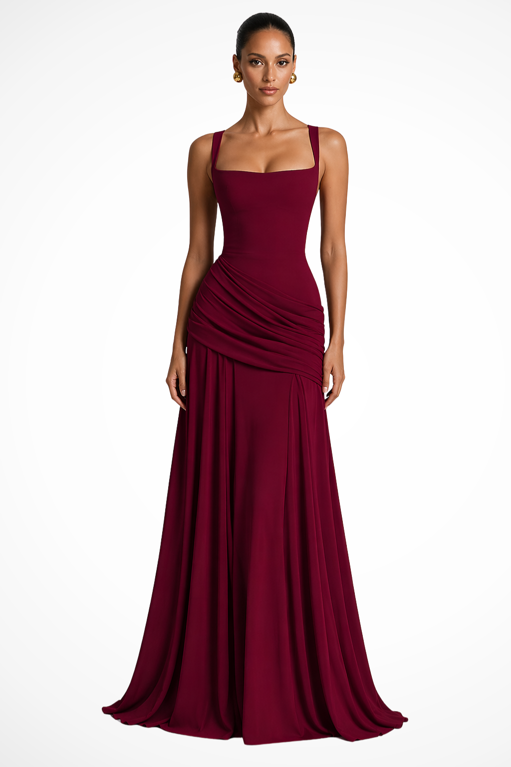 Vestido largo para mujer con escote cuadrado, para bodas