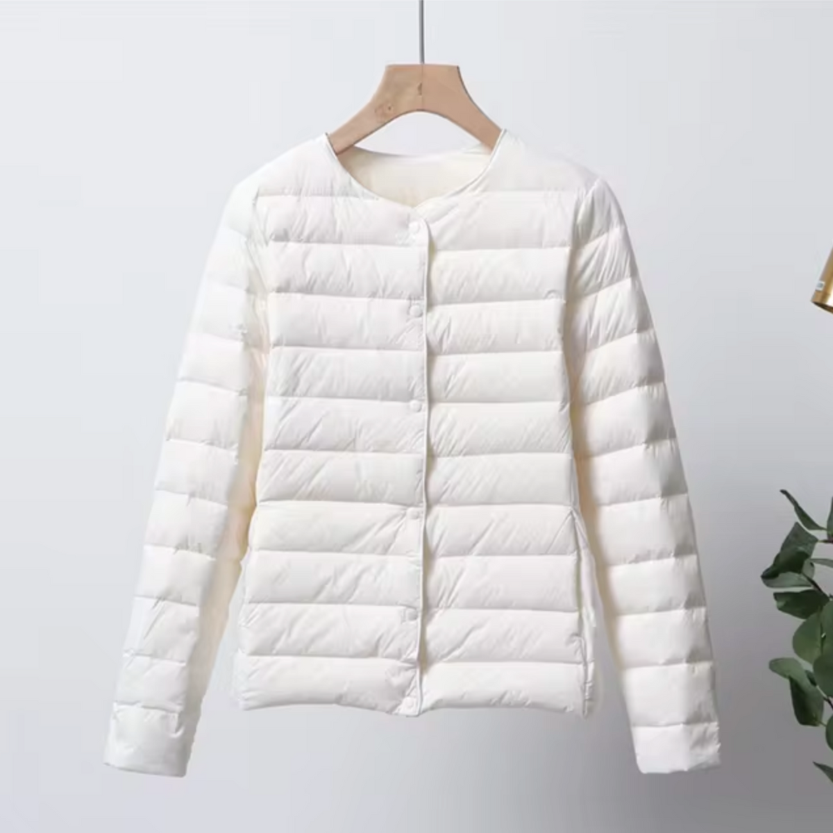 Women's Winter Quilted Down Jacket, Collarless