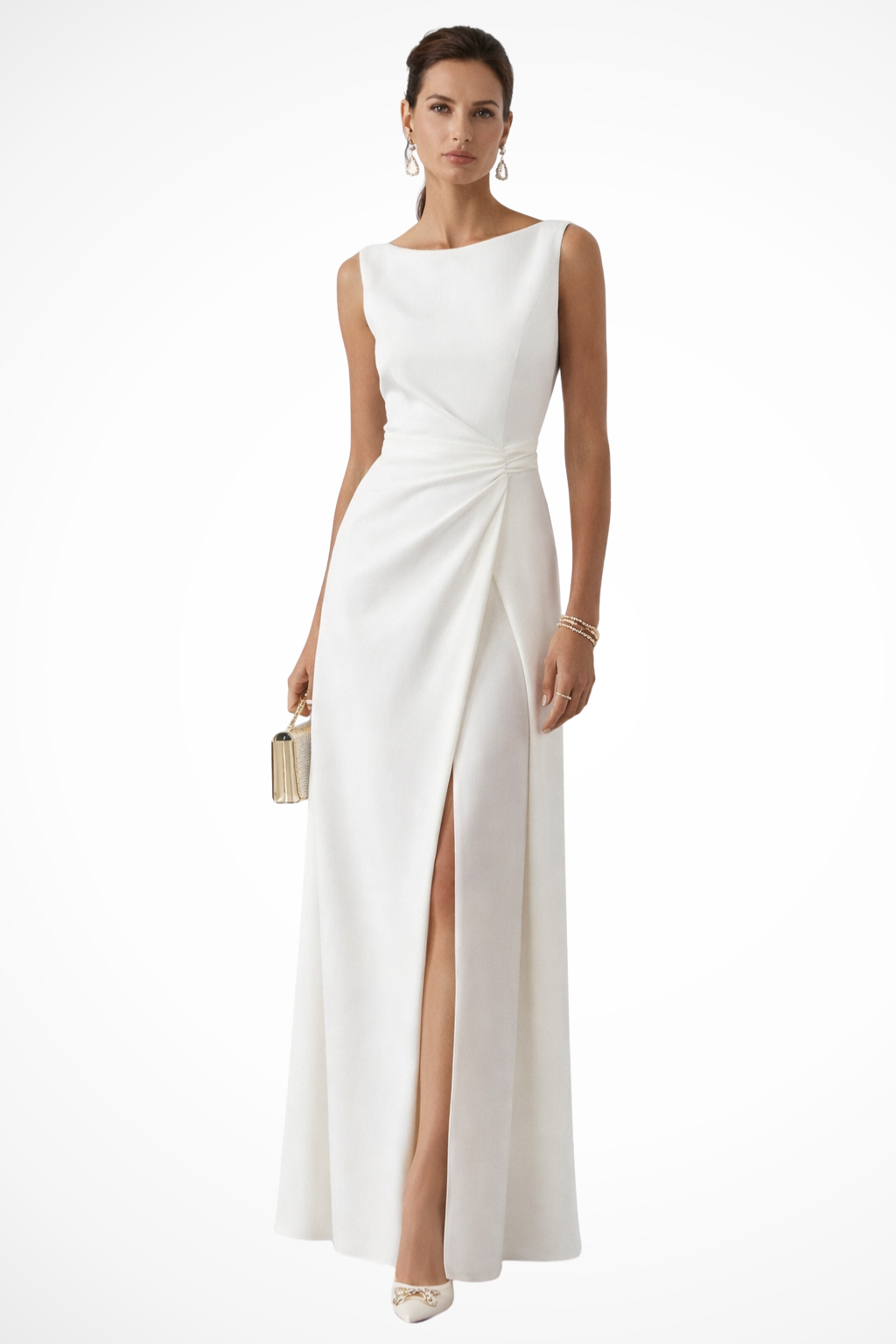 Vestido largo drapeado para mujer, para ceremonias