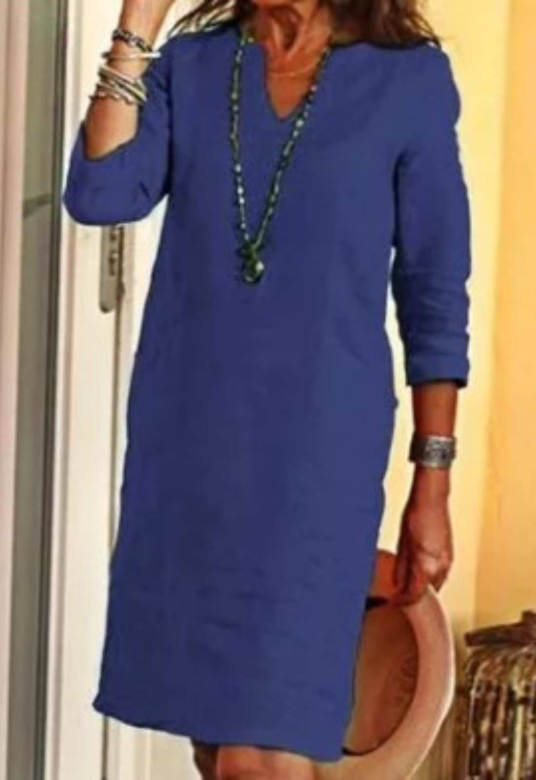 Vestido elegante de cuello en V para mujer
