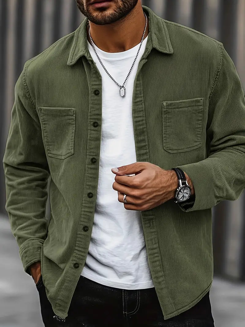 Men's Beige Corduroy Shirt
