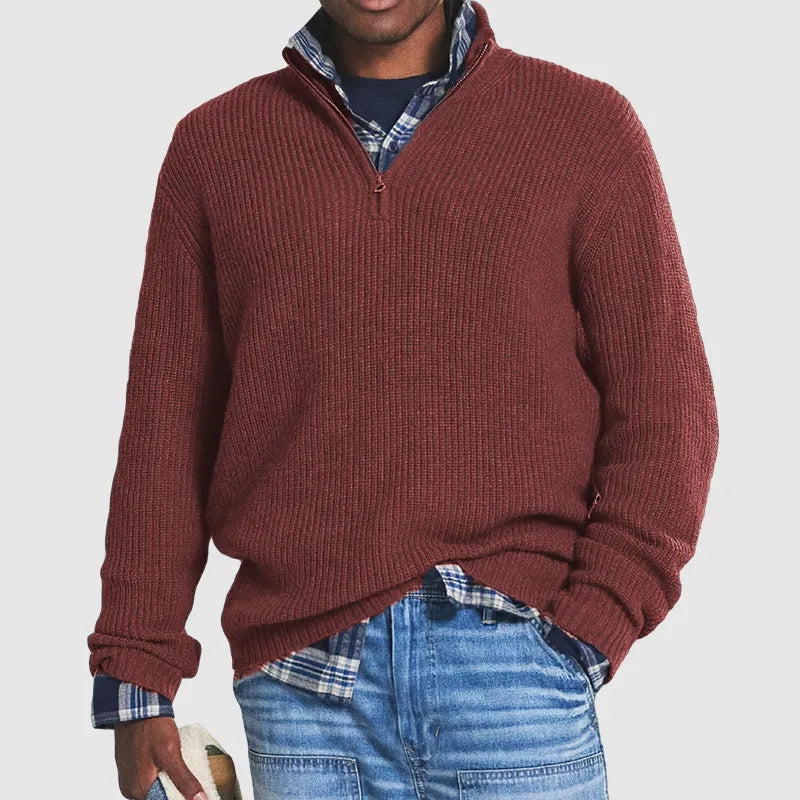 Men's Cashmere Zip Neck Sweater Elegant Winter