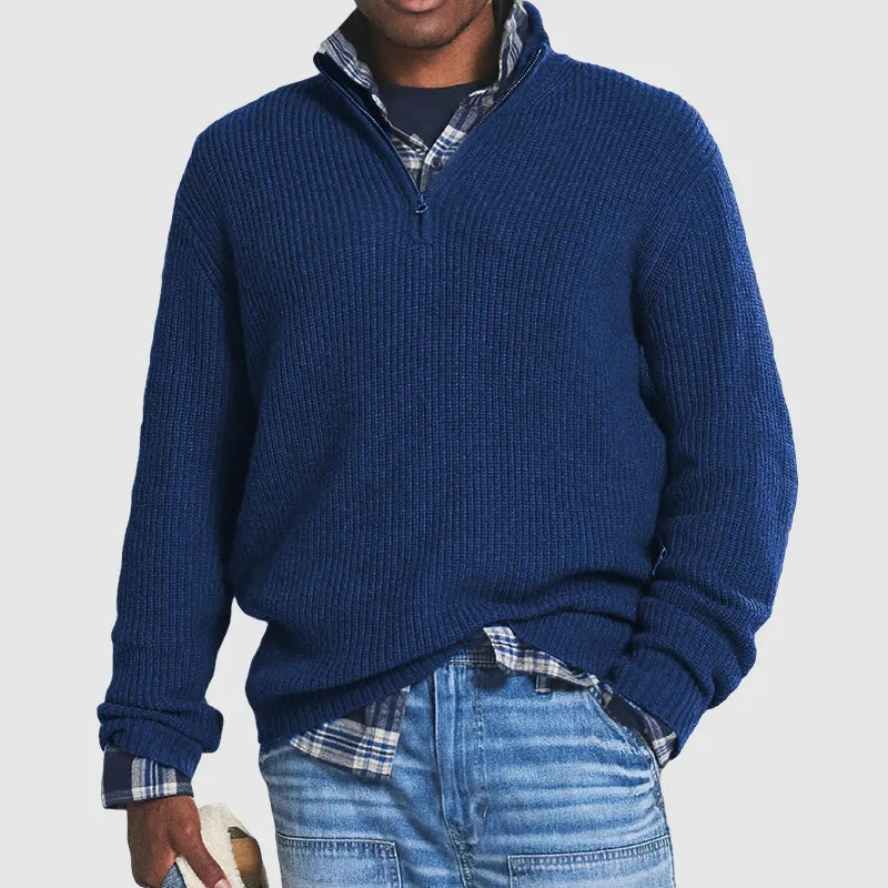 Men's Cashmere Zip Neck Sweater Elegant Winter