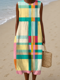Samantha - Women's Sleeveless Printed Midi Casual Dress