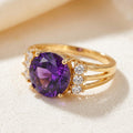 Gold Amethyst Split Shank Ring