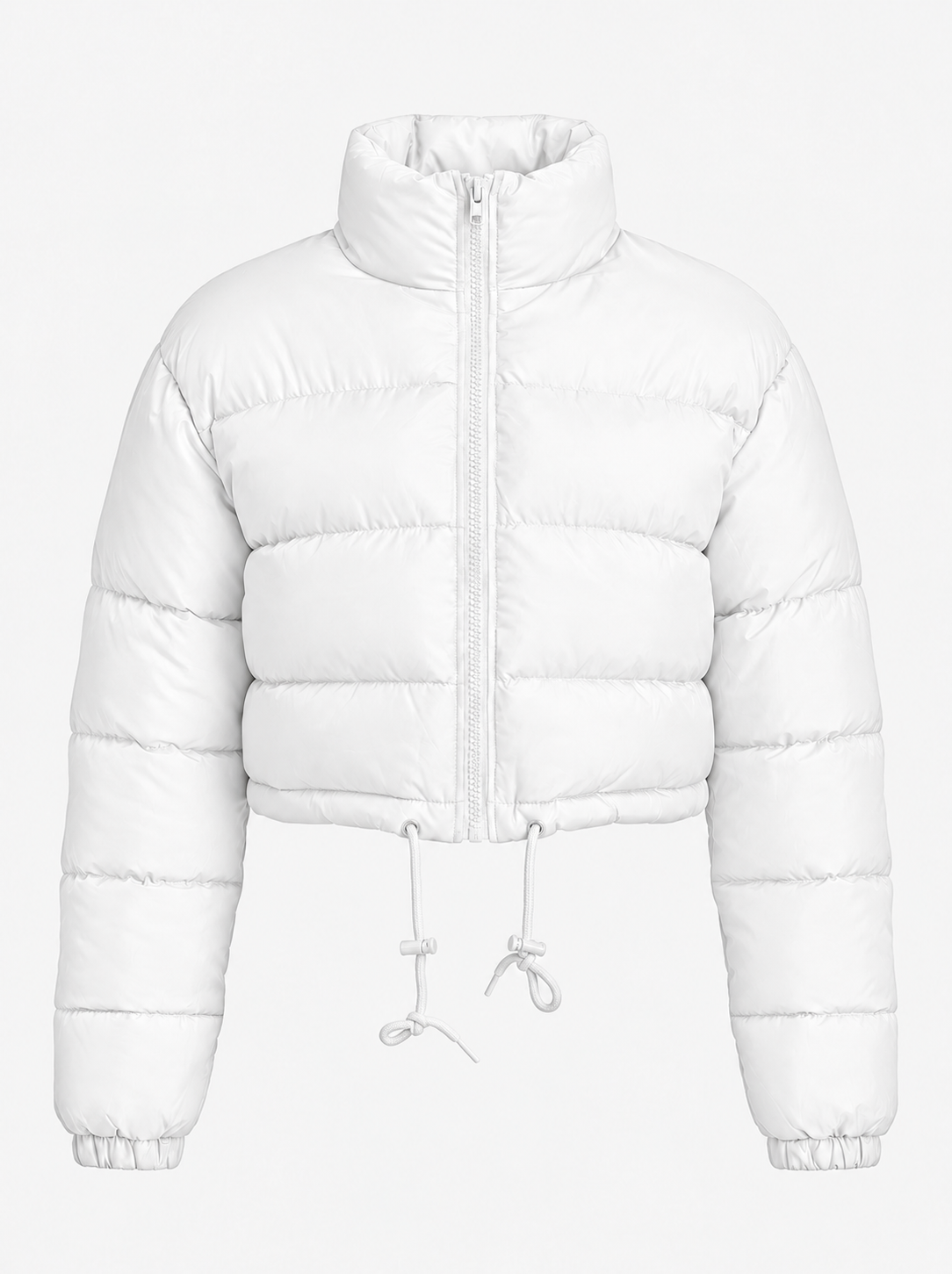 Women's Winter Puffer Jacket, Cropped and Drawstring Hem