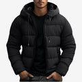 Men's Winter Puffer Jacket, Adjustable Hood and Pockets