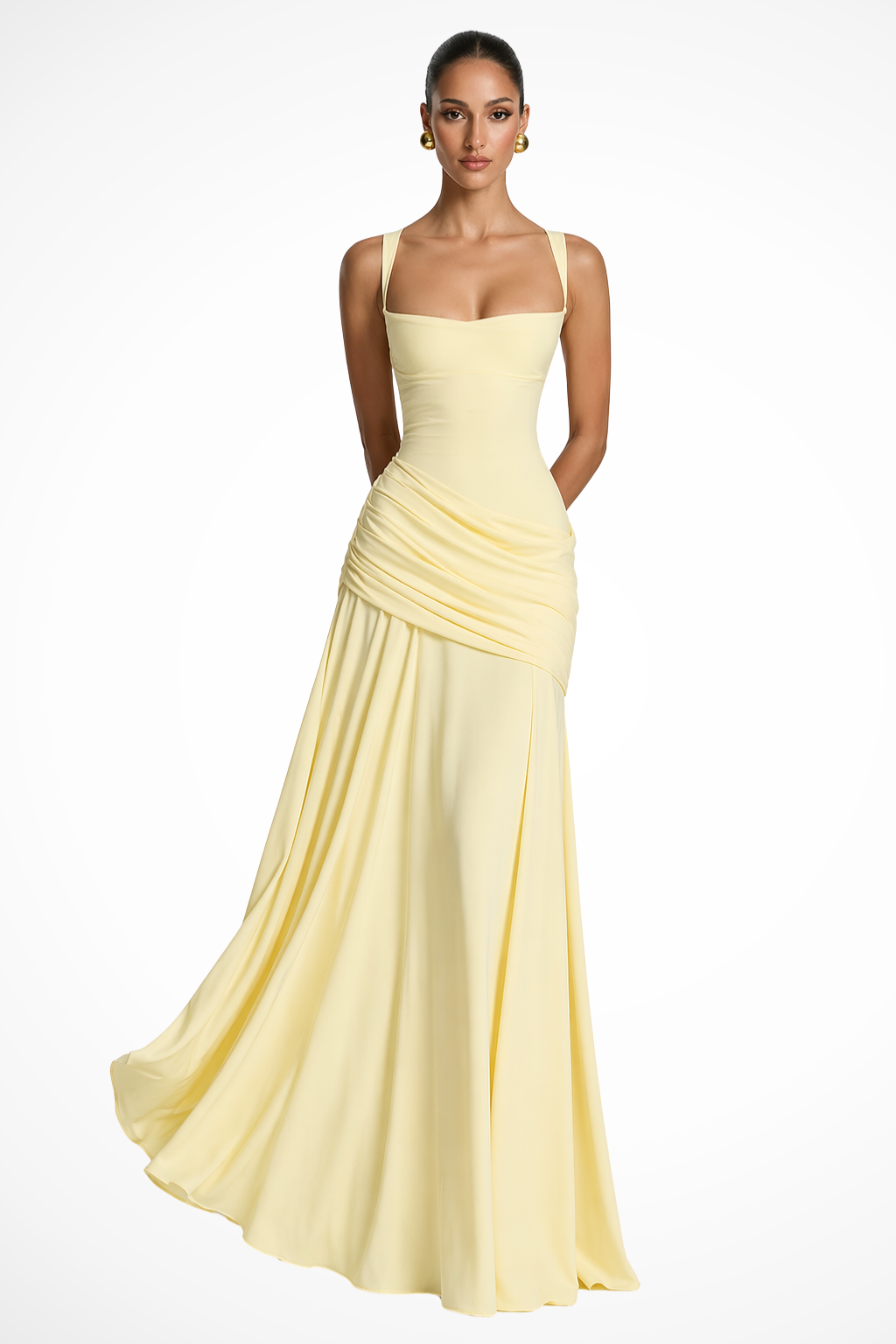 Vestido largo para mujer con escote cuadrado, para bodas