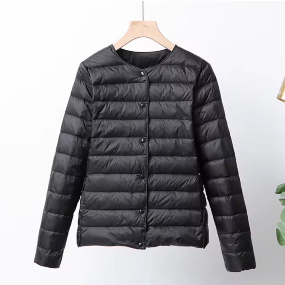 Women's Winter Quilted Down Jacket, Collarless