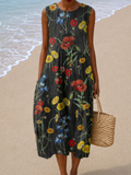 Hazel - Women’s Sleeveless Relaxed Fit Midi Dress