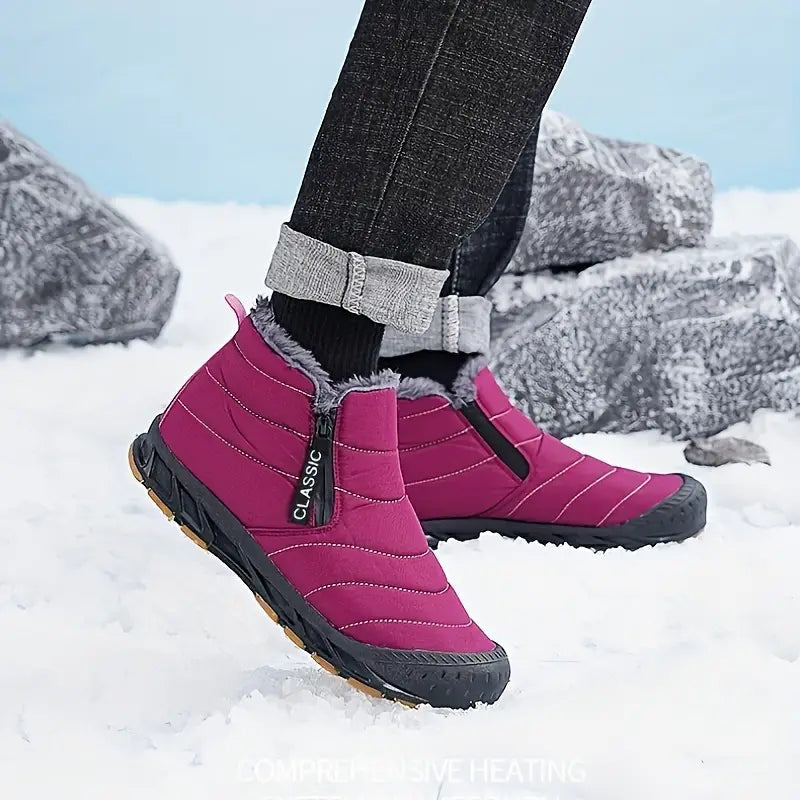 Men's Winter Quilted Boots, Fur Lined and Side Zip