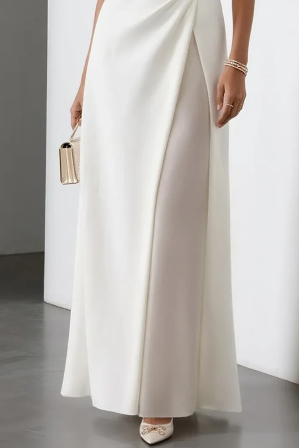 Vestido largo drapeado para mujer, para ceremonias