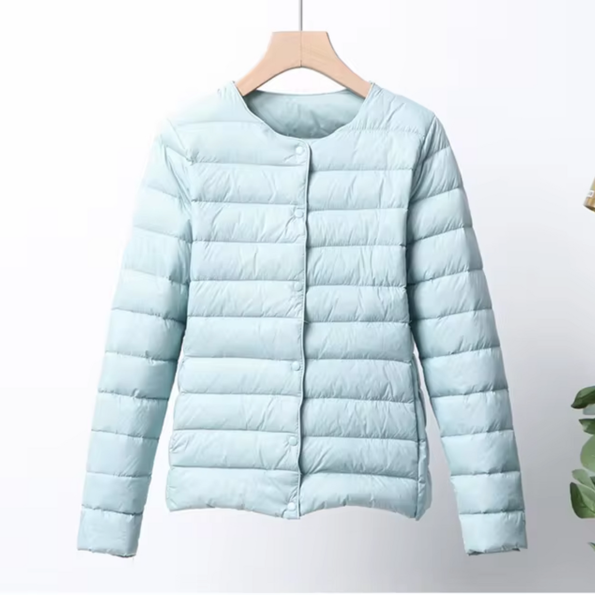 Women's Winter Quilted Down Jacket, Collarless