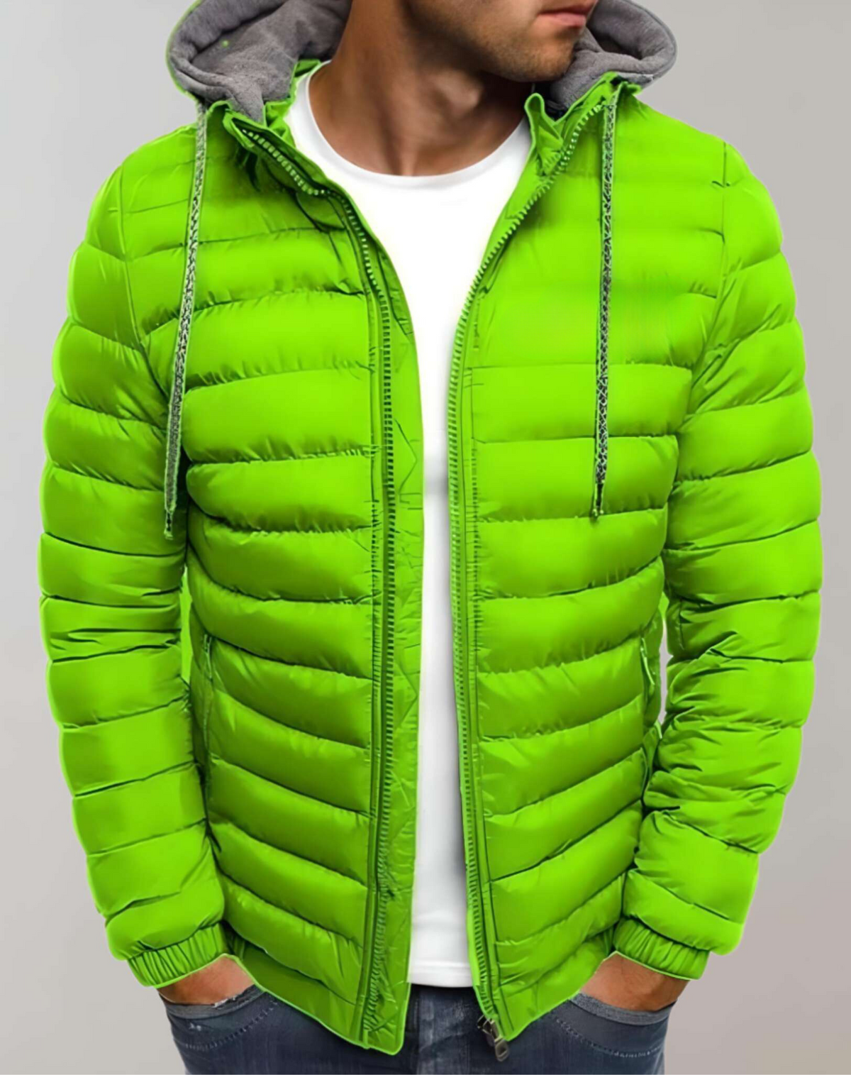 Men's Winter Hooded Puffer Jacket, Lightweight