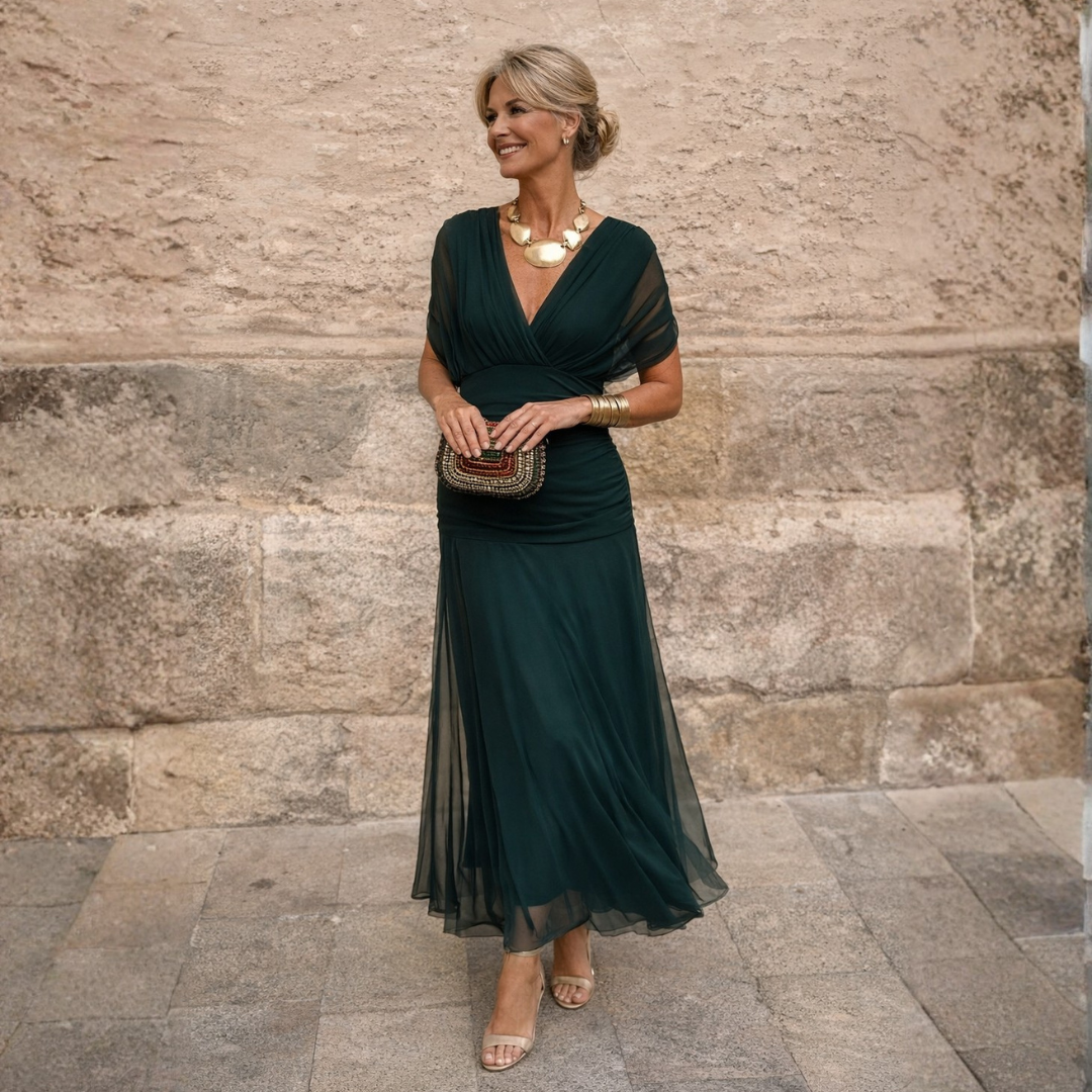 Abito lungo da donna a portafoglio in tulle