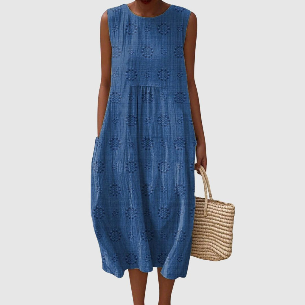 Alice | Women's Vintage Floral Pattern Art Print Sleeveless Pocket Wrap Dress
