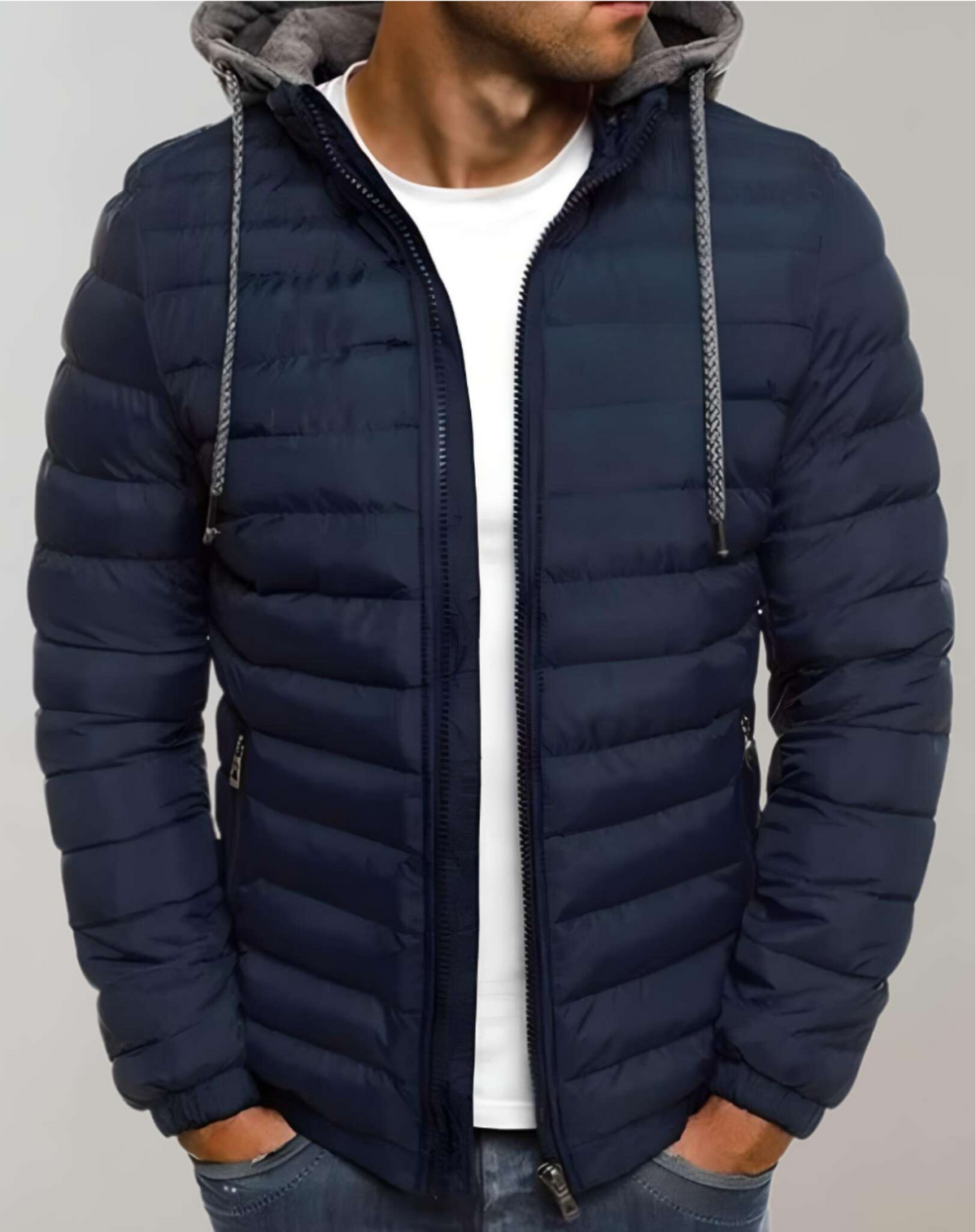 Men's Winter Hooded Puffer Jacket, Lightweight