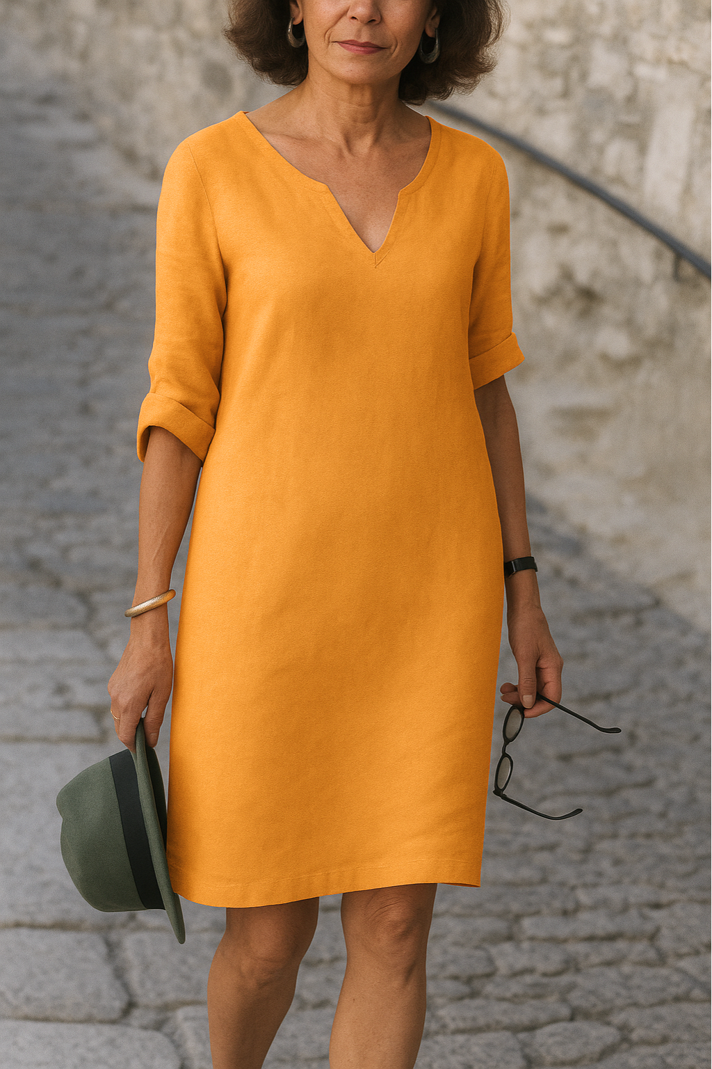 Vestido elegante de cuello en V para mujer
