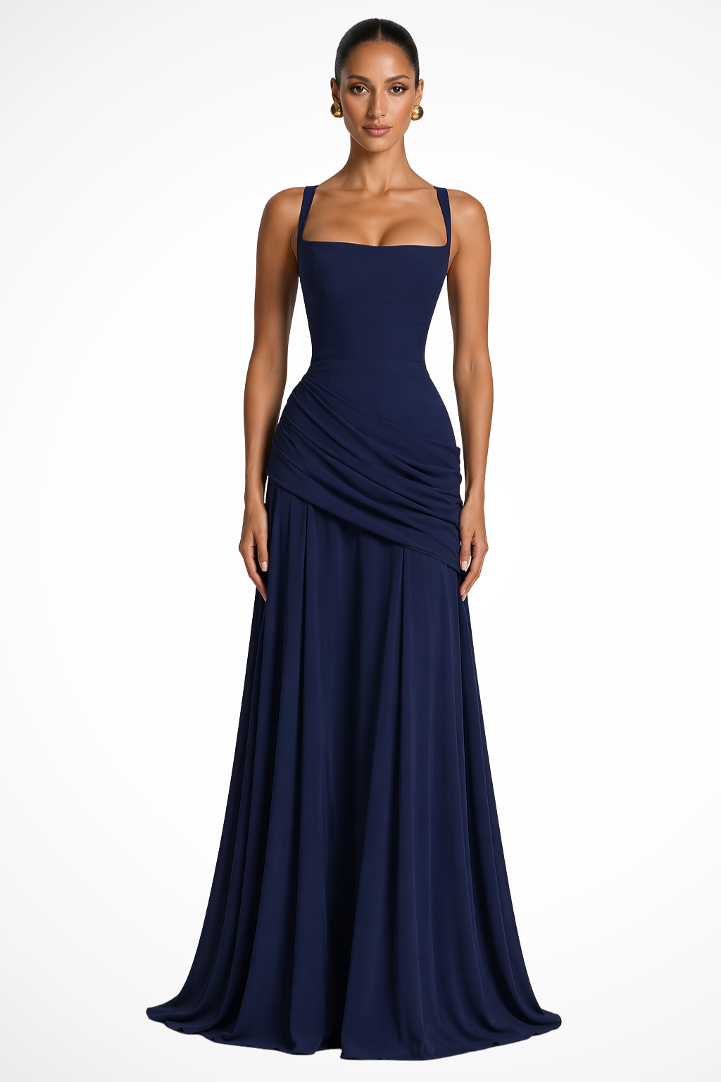 Vestido largo para mujer con escote cuadrado, para bodas