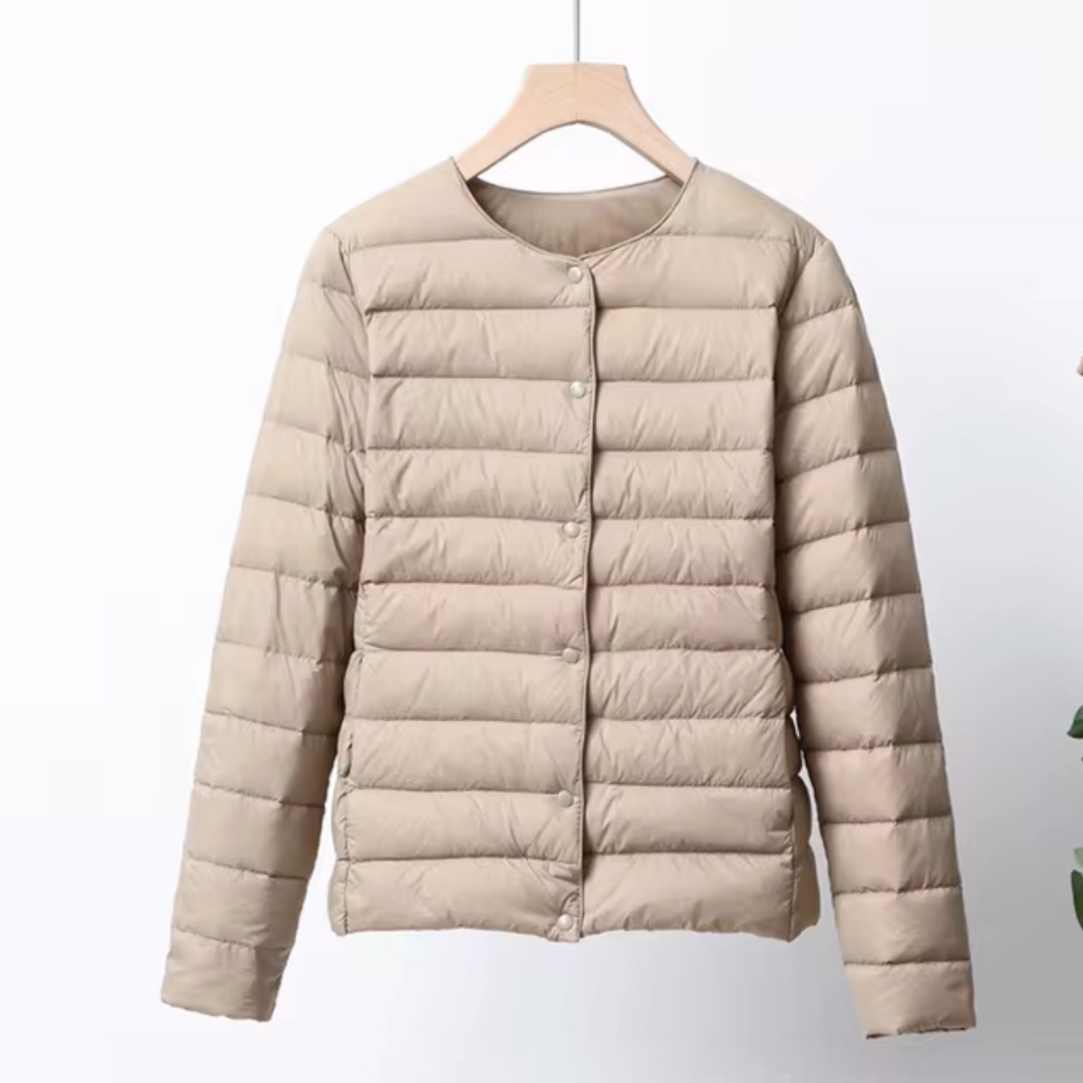 Women's Winter Quilted Down Jacket, Collarless