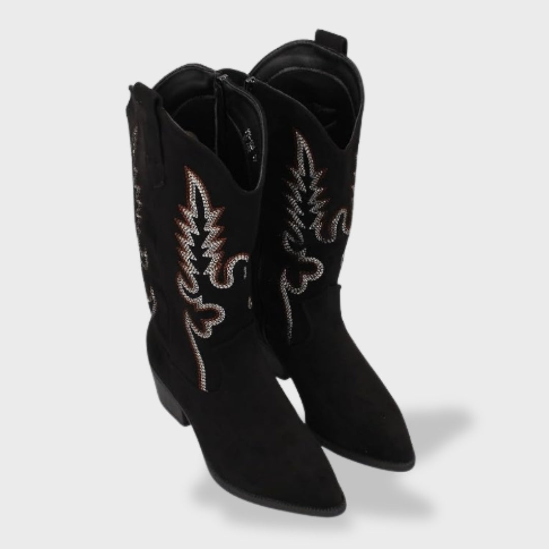 Women's Embroidered Suede Cowboy Boots