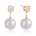 Mirage Crystal Pearl Earrings | 18K Gold-Plated