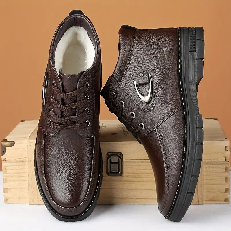 Men's Winter Leather Shoes, Thermal Lining