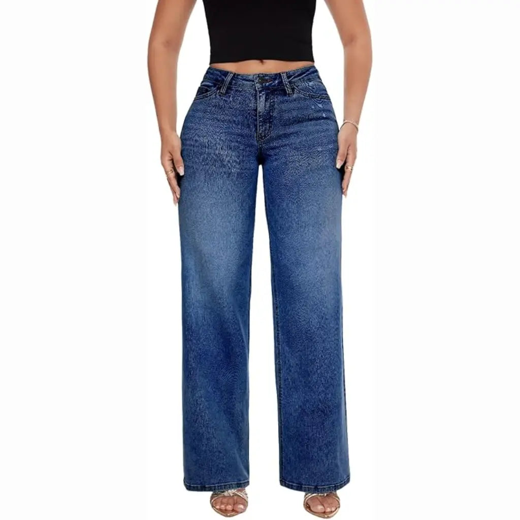 BBL Jeans- Mid-Low Rise Stretch Wide-Leg Jeans