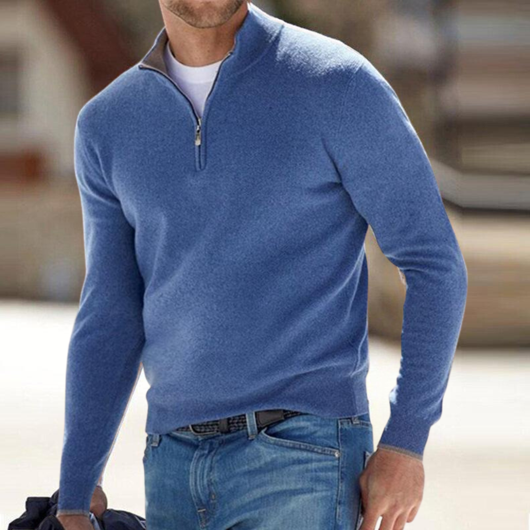 Maglione da uomo con mezza zip