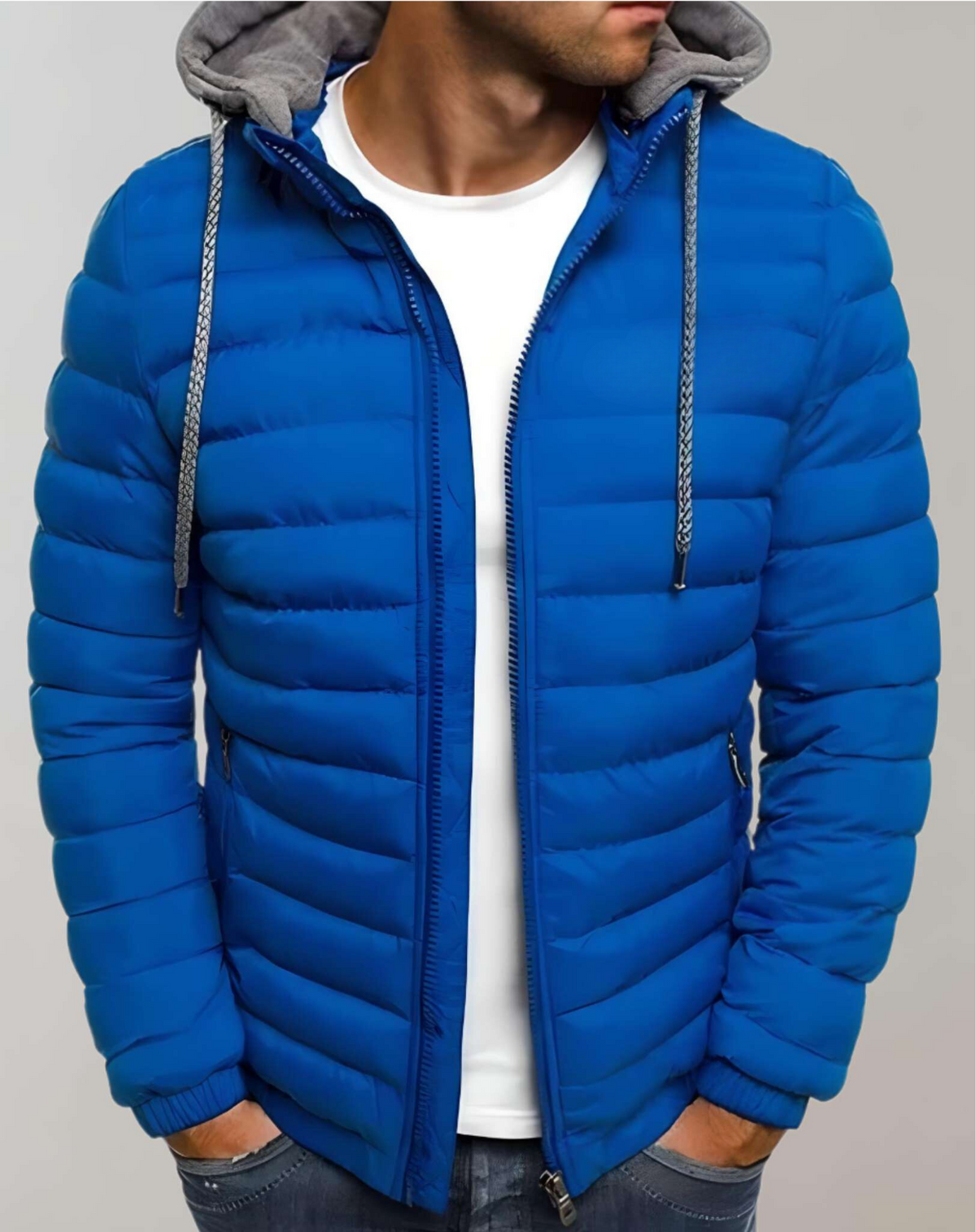 Men's Winter Hooded Puffer Jacket, Lightweight