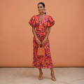 Women's Spring V-Neck Puff-Sleeve Dress
