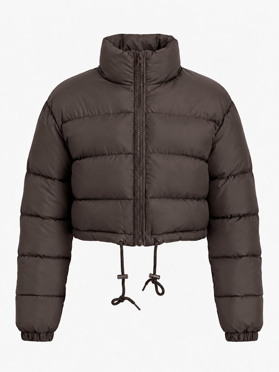 Women's Winter Puffer Jacket, Cropped and Drawstring Hem