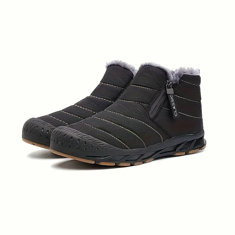 Men's Winter Quilted Boots, Fur Lined and Side Zip