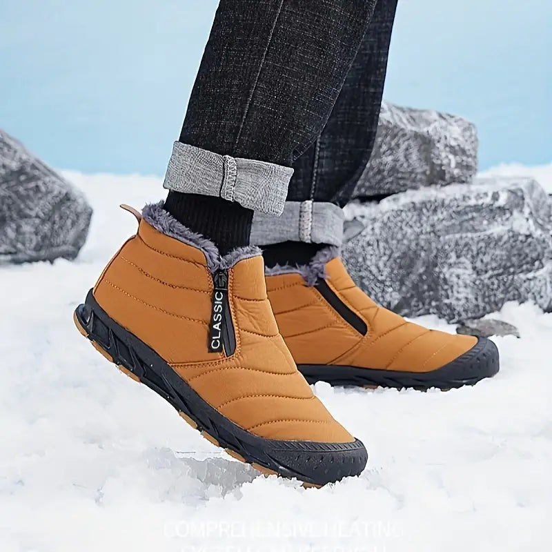 Men's Winter Quilted Boots, Fur Lined and Side Zip