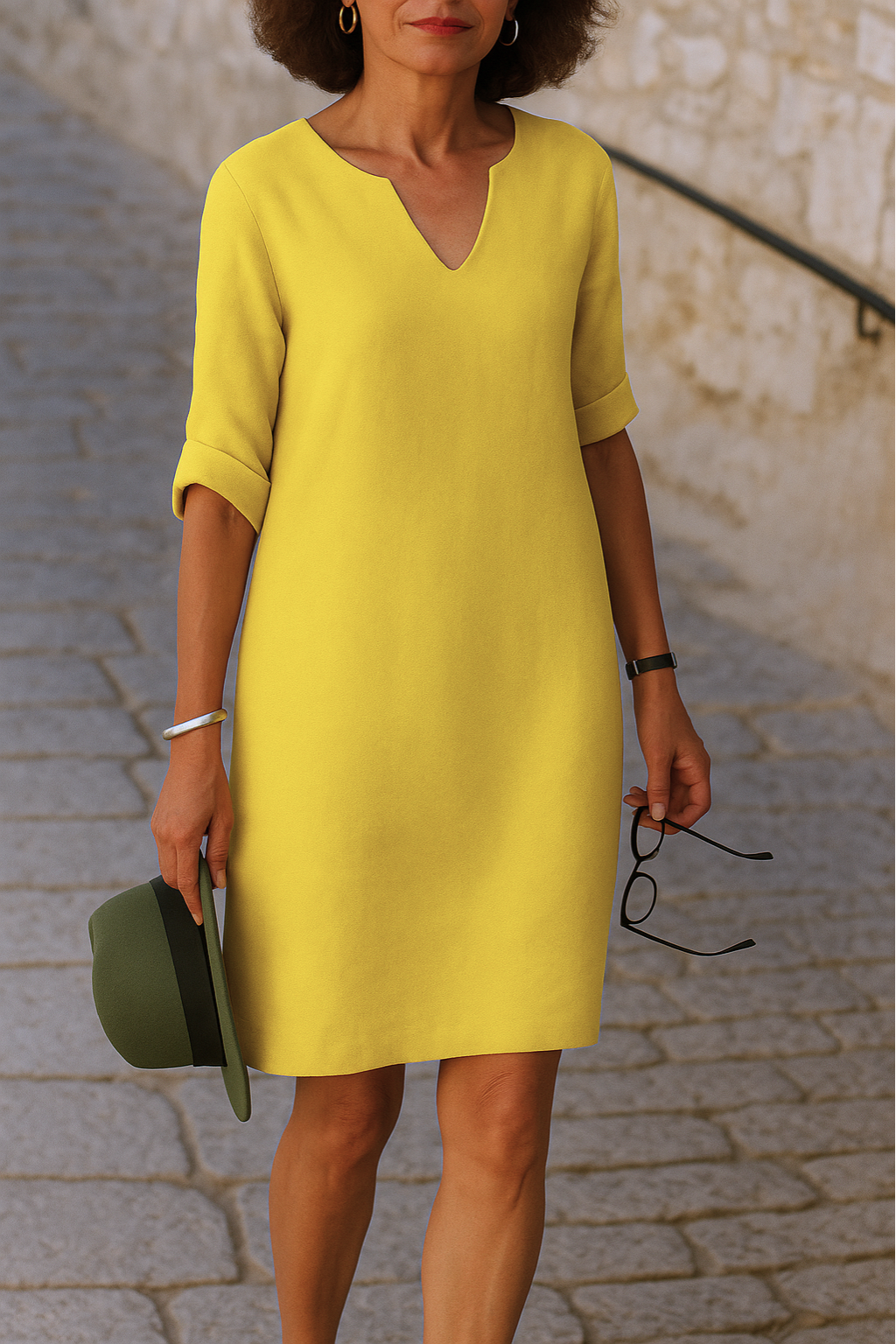 Vestido elegante de cuello en V para mujer