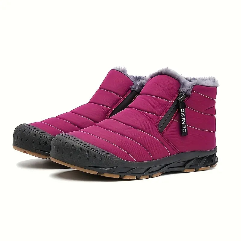 Men's Winter Quilted Boots, Fur Lined and Side Zip