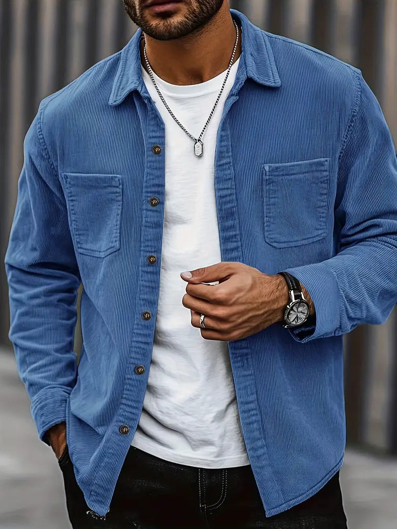 Men's Beige Corduroy Shirt
