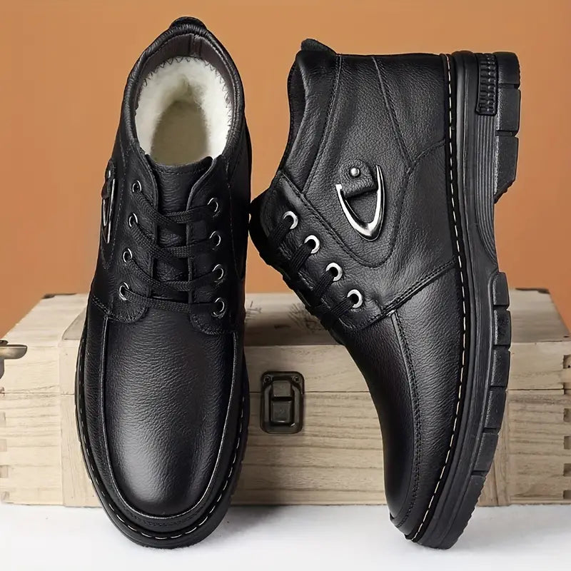Men's Winter Leather Shoes, Thermal Lining