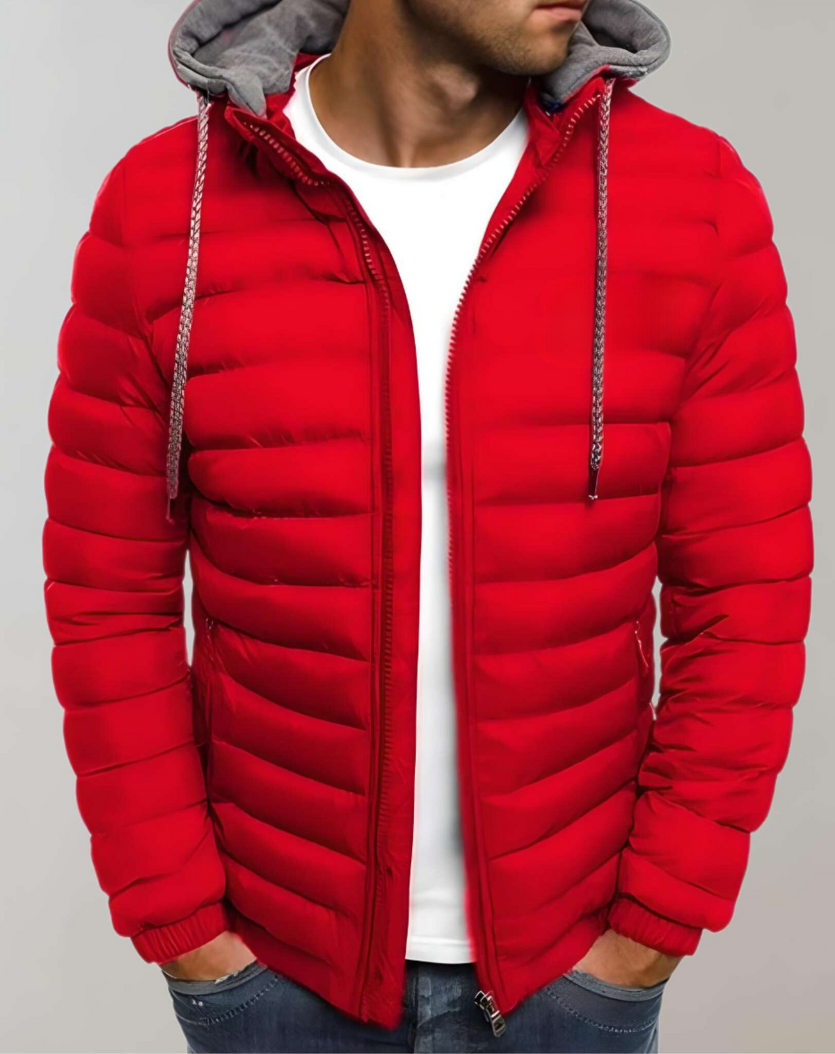 Men's Winter Hooded Puffer Jacket, Lightweight